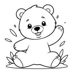 Obraz premium Simple vector illustration of bear hand drawn for toddlers