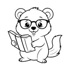 Cute vector illustration Beaver hand drawn for kids coloring page
