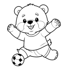 Simple vector illustration of bear colouring page for kids