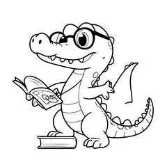 Vector illustration of a cute Crocodile doodle for kids colouring page