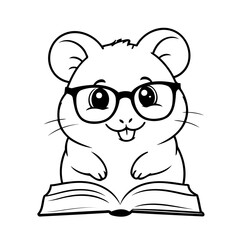 Vector illustration of a cute Hamster doodle for toddlers colouring page