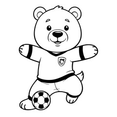 Vector illustration of a cute Polarbear doodle for toddlers coloring activity