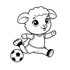 Vector illustration of a cute Sheep drawing for colouring page
