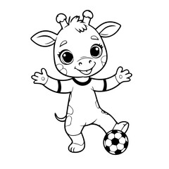 Cute vector illustration Giraffe for toddlers colouring page