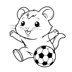 Vector illustration of a cute Hamster doodle drawing for kids page