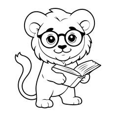 Cute vector illustration Lion doodle colouring activity for kids