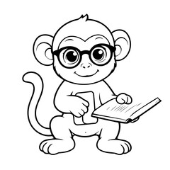 Simple vector illustration of Monkey doodle for toddlers worksheet