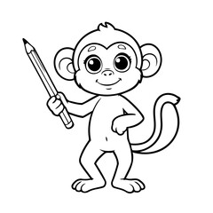 Cute vector illustration Monkey doodle colouring activity for kids