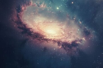 Obraz premium A dreamy depiction of a starry night sky with swirling galaxies and constellations