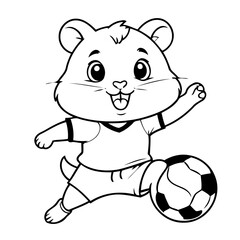 Fototapeta premium Simple vector illustration of Hamster doodle for toddlers worksheet