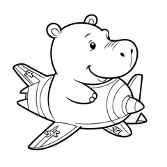Cute vector illustration Hippo doodle for toddlers coloring activity