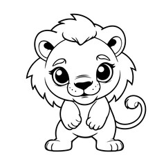 Simple vector illustration of Lion for kids colouring worksheet