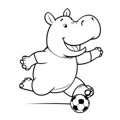 Vector illustration of a cute Hippo doodle for toddlers worksheet