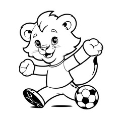 Vector illustration of a cute Lion drawing colouring activity