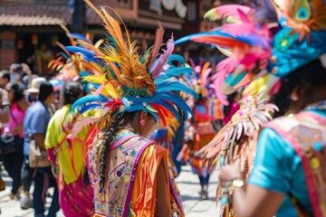 Obraz premium A dynamic clash of cultures and traditions in a vibrant street festival