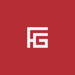 FG monogram logo in square shape. F & G.