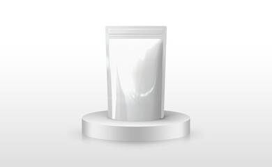 3D Illustration of food pouch packaging mockup with white background.