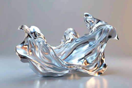 3d chrome metal of y2k fire icon Flame shape in liquid mercury 3d rendering illustration of abstract neo tribal cyber sigil metallic melted modern burn form