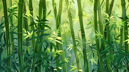 Illustration of natural bamboo forest