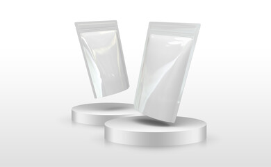 3D Illustration of food pouch packaging mockup with white background.