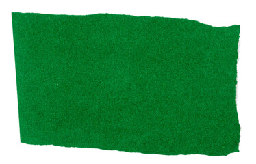 Isolated green velvety paper ripped messages torn with copy space