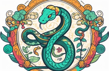 Obraz premium 2025, Chinese new year, snake, mythology, new year, oriental, rich, signs, symbolic, tattoo, tradition, wealth, zodiac, year, art, business, Chinese, element, illustration, animal, postcard, celebrati