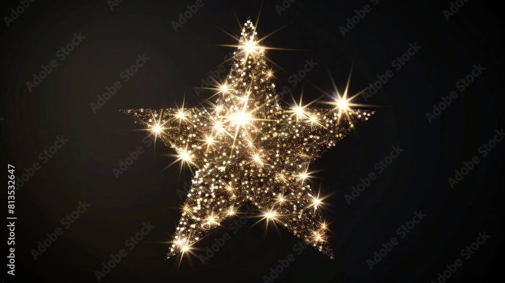 Poster a shiny gold star on a black background. suitable for various design projects
