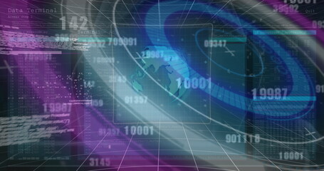 Obraz premium Image of data processing and scan scoping over dark background