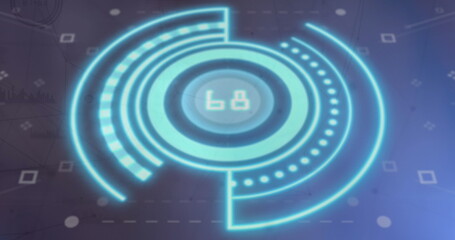 Image of data processing and shapes scope scanning on scientific and computer circuit board