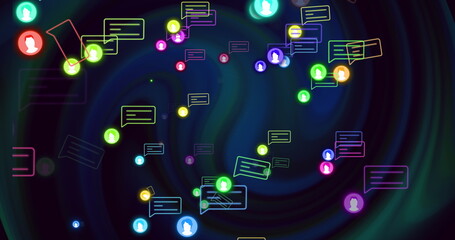 Fototapeta premium Composition of network of digital icons over computer circuit board