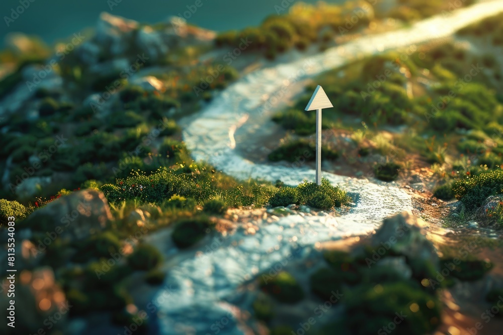 Aufkleber small model of a road with a sign, suitable for various projects and designs