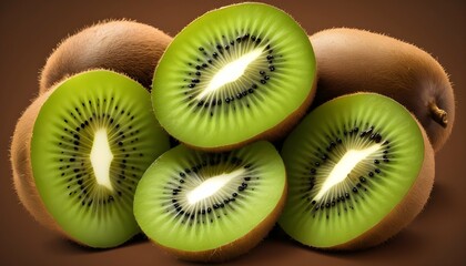 A kiwi fruit icon with brown skin and green flesh