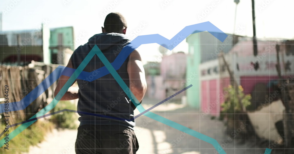 Aufkleber image of data processing over biracial man running