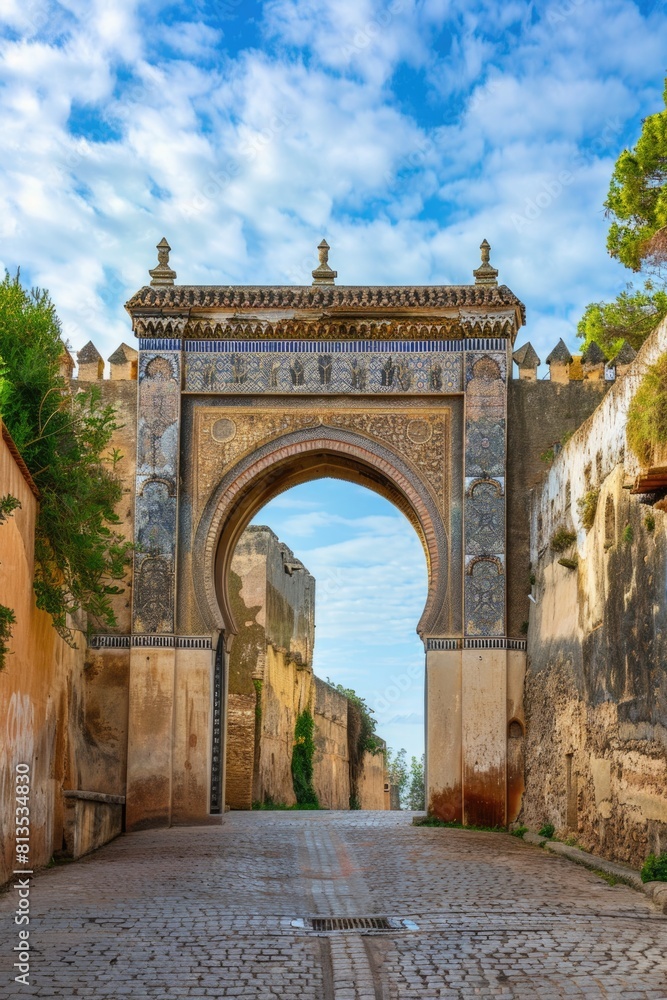 Aufkleber stone archway with a clock on top. suitable for architectural themes