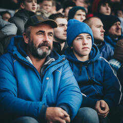 Fototapeta premium Generations United: Father-Son Duo Radiating Pure Sports Excitement in the Stands!