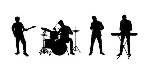silhouettes of band members