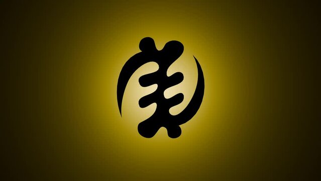 3D render of the Gye Nyame symbol with a dark background. The Adinkra symbol meaning 'Except for God' emerges from the darkness, symbolizing




