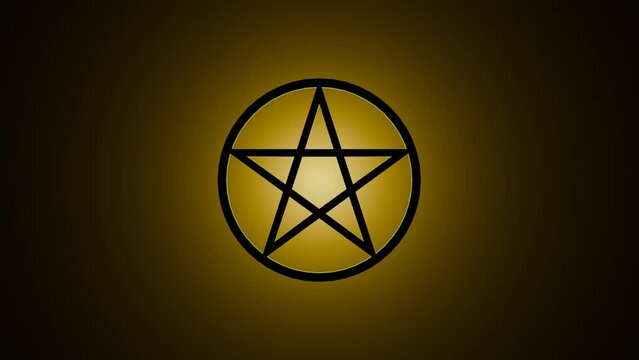 3D render of the pentacle with a dark background. The Wiccan pentacle emerges from the darkness, highlighting its five-pointed star within a circle.

