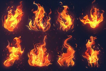 Fototapeta premium Fiery flames on a dark backdrop. Perfect for dramatic and intense visual projects