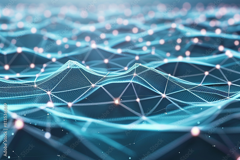 Aufkleber 3d network mesh platform digital connectivity web