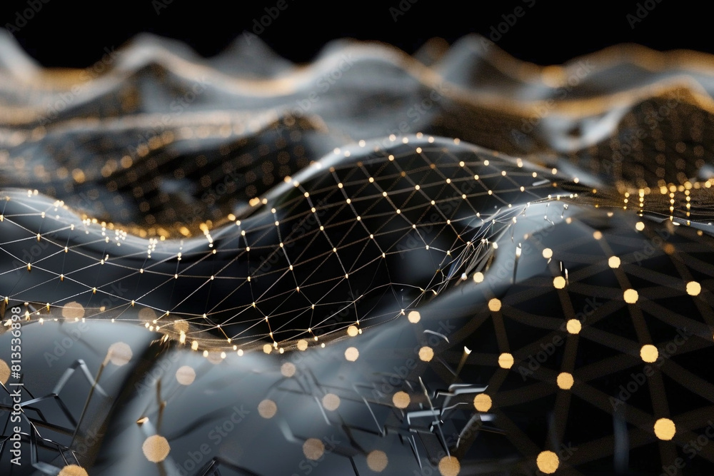 Aufkleber 3d network mesh platform digital connectivity web