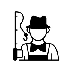 Fisherman icon. black fill icon