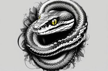 2025, Chinese new year, snake, mythology, new year, tattoo, illustration, animal, postcard, green snake, wooden snake