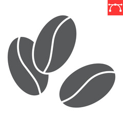Coffee beans glyph icon, seed and organic, coffee bean vector icon, vector graphics, editable stroke solid sign, eps 10.