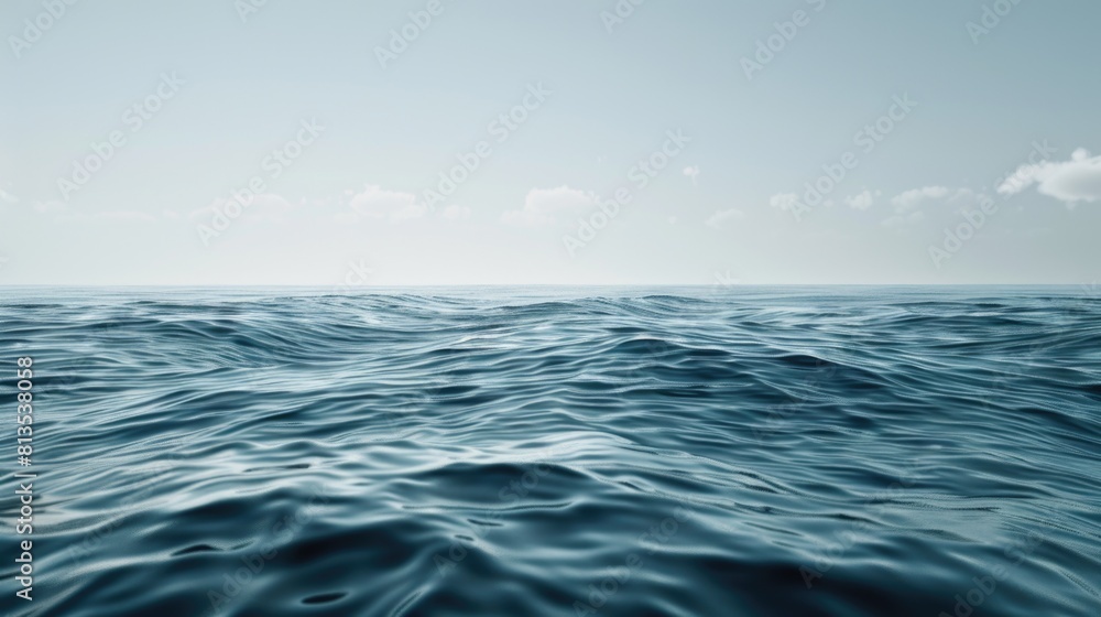 Poster a serene view of a large body of water under a cloudy sky. suitable for various design projects