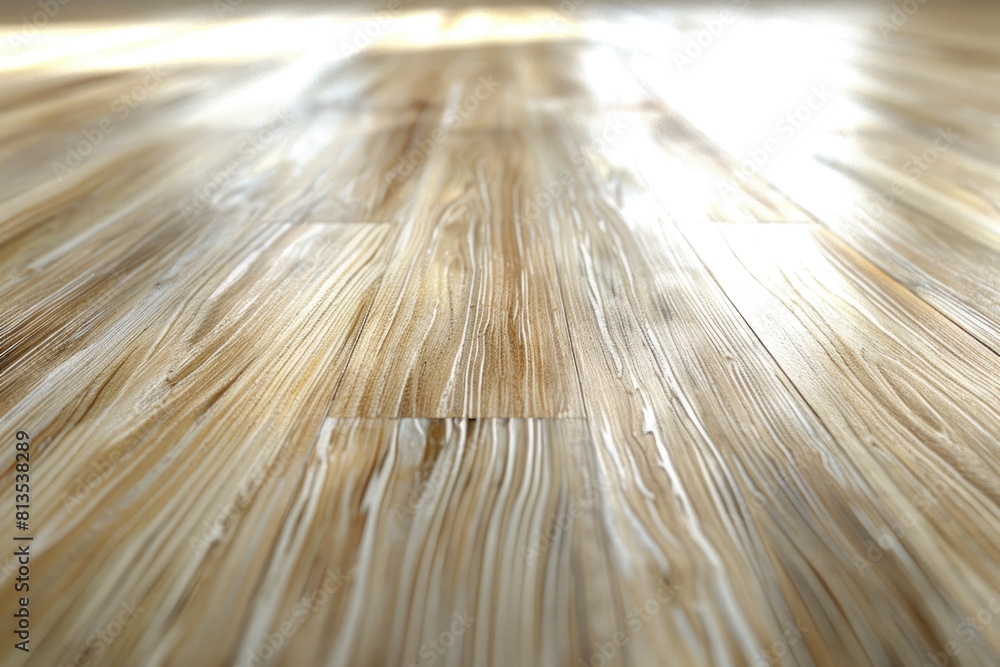 Poster Close up view of a wooden floor with a blurry background. Suitable for various design projects