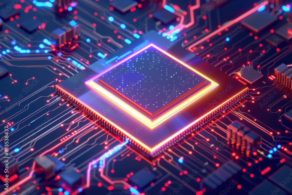 Poster detailed view of an electronic circuit board, perfect for technology concepts