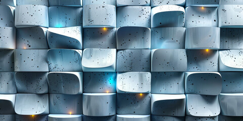 Futuristic Multifunctional Textured Wall Surface, Space Age Material, Modern Architecture Interior Design Background, Widescreen Landscape Orientation