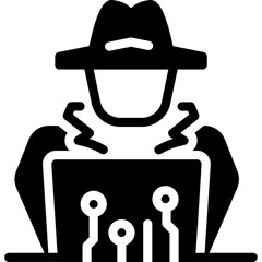 Computer Hacker with Laptop Icon