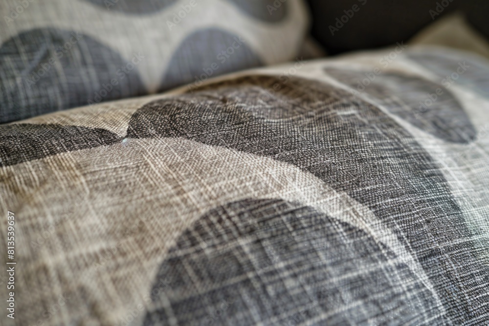 Poster close up shot of a pillow on a neatly made bed. suitable for home decor and interior design concepts